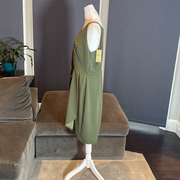 Women’s Green V-Neck Sleeveless Short Cocktail Party Dress Zip Back Size XL NWT - Picture 5 of 11